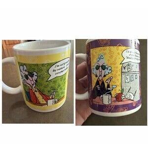 Set of 2 Maxine Hallmark Cups Humor about Stress Grouchy Coffee Snacks & Work